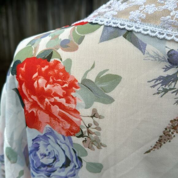 LuLaRoe Chloe Bohemian Chiffon Kimomo Floral Overlay Women's Small - Picture 6 of 8